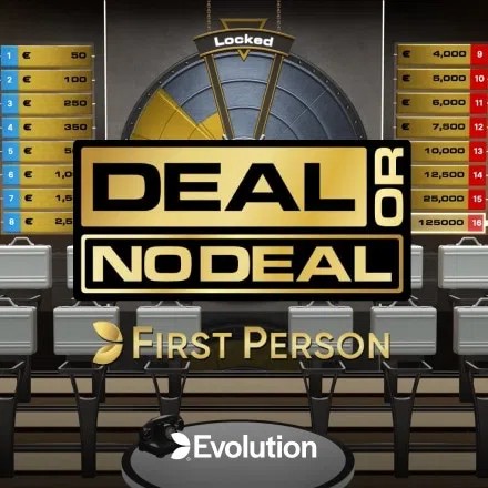 First Person Deal or No Deal slot visual from Evolution available on kyngs-casino.pl