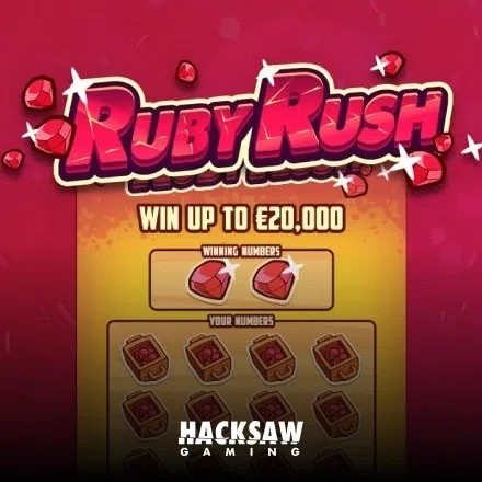 Lottery logo of Ruby Rush from Hacksaw Gaming at Kyngs Casino